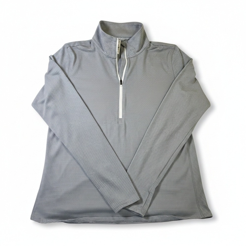 Under Armour HeatGear Womens XL Grey Striped Quarter Zip Pullover Long Sleeve